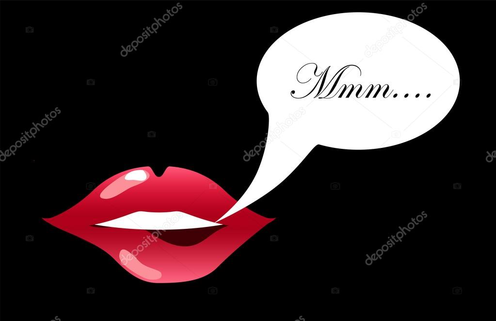 Red lips with text bubble vector illustration for background, sensual