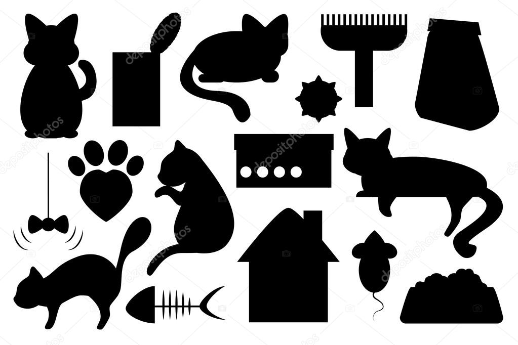 Clipart cat toys Cat pet vector illustration, with cat food, cat toy