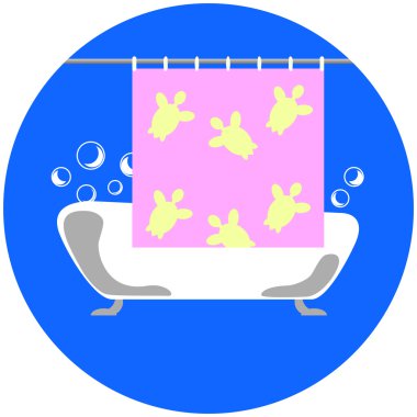 Sabun kabarcıkları ve duş perdesi vektör illüstrasyon ile Banyo