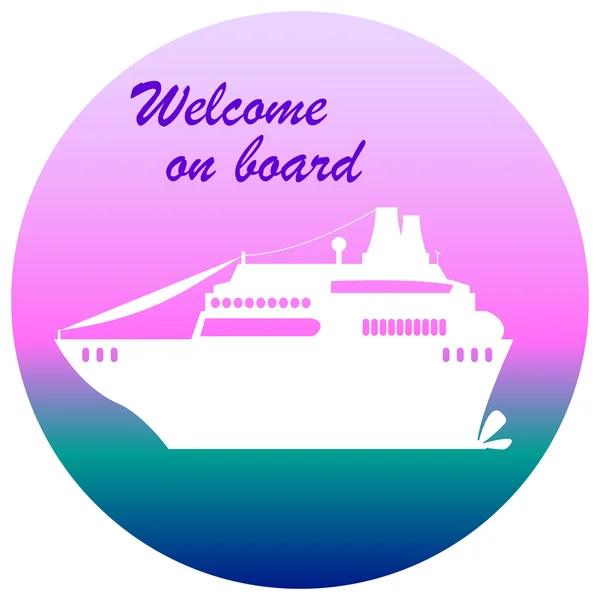 Cruise vonalhajózási illusztráció szöveges helyen, üdvözlöm a fedélzeten — Stock Vector