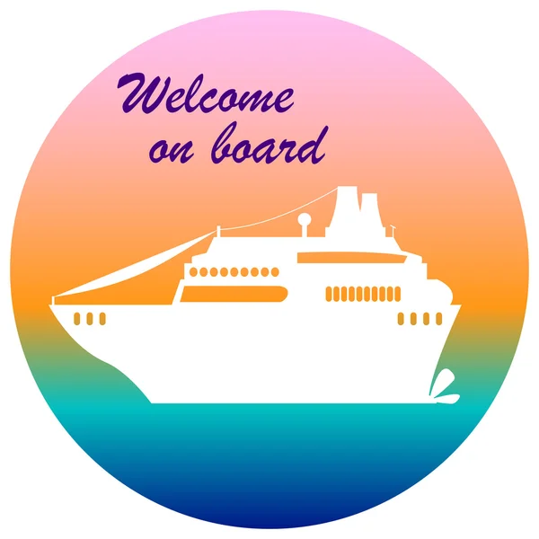 Üdvözöljük a fedélzeten Cruise banner, lapos stílusú sétahajó — Stock Vector