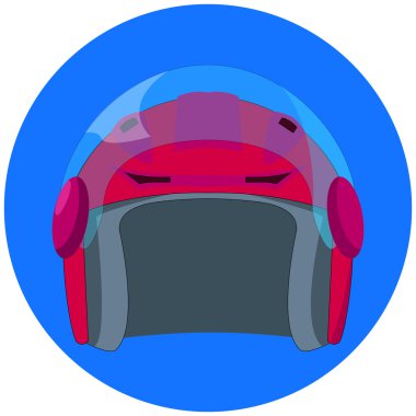 Mavi daire arka plan üzerinde kırmızı motosiklet kask.