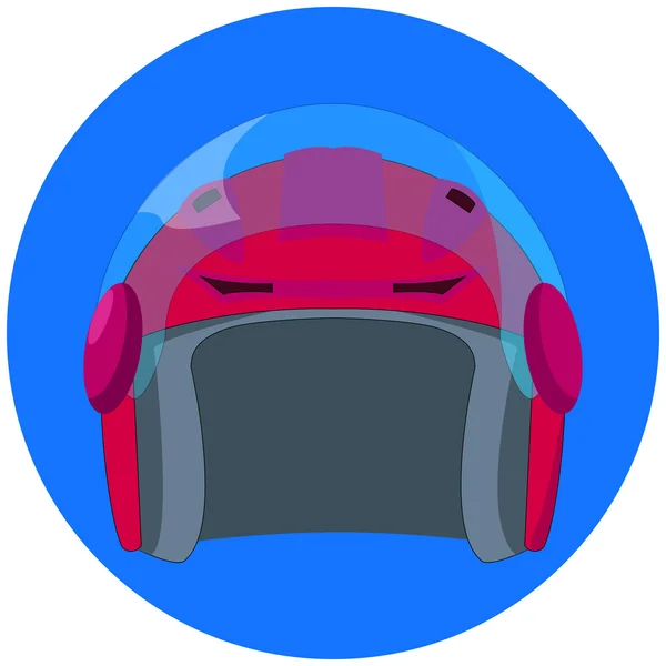 Casco de moto rojo sobre fondo círculo azul . — Archivo Imágenes Vectoriales