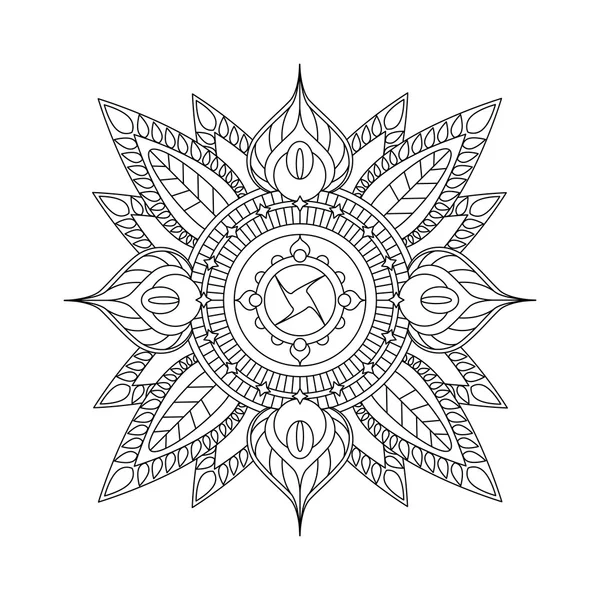 Mandala indio aislado sobre fondo blanco para el diseño o para colorear adulto — Vector de stock