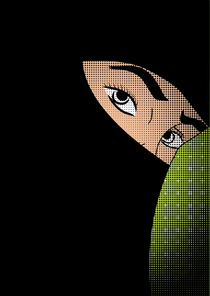 Pop-art muszlim nő. — Stock Vector