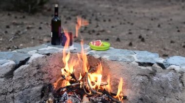 Ormanda piknik. Dinlenmek için iyi akşamlar.