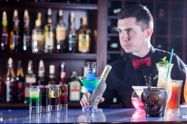 Cocktails Baren Och Bartender — Stockfoto