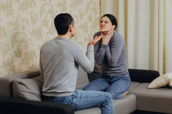 Husband Wife Quarrel Shout Each Other — Stock Photo, Image