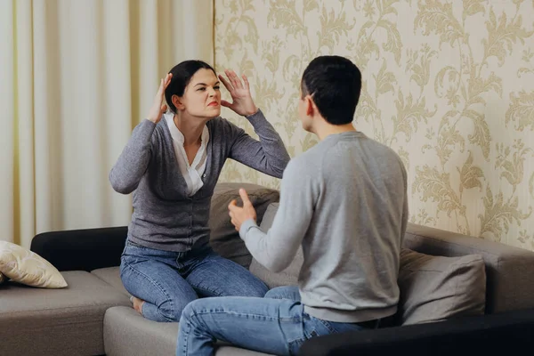 Husband Wife Quarrel Shout Each Other — Stock Photo, Image