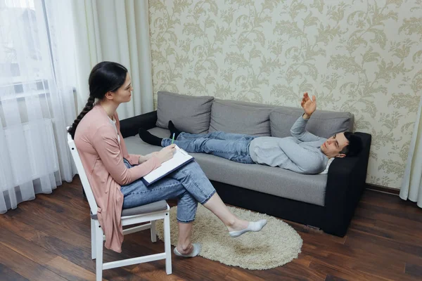 Male Patient Reception Woman Psychologist — Stock Photo, Image