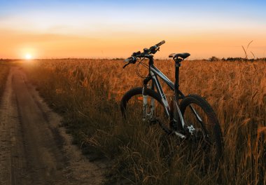 Dağ bisikleti alanı gün batımında