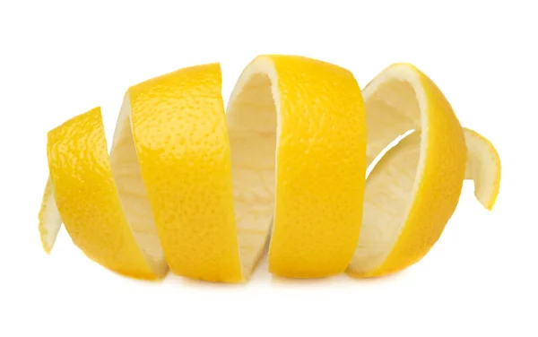Лимонна Шкірка Ізольована Білому Тлі Використання Лимонної Шкірки Кулінарії Медицині — стокове фото