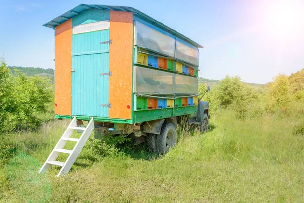 Красочный Мобильный Улей Пчеловодство Пчеловодство — стоковое фото