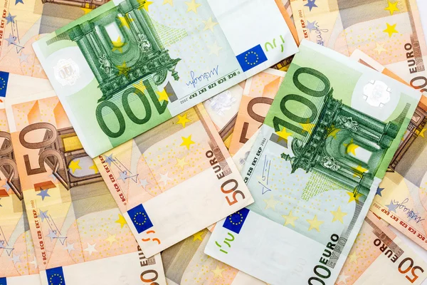 Money euro banknotes on white
