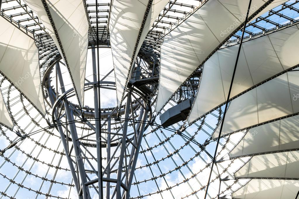 Modern design roof at Sony Center, Potsdamer Platz, Berlin.