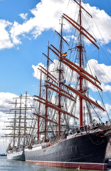 Rostock Německo Srpen 2016 Čtyři Master Plachetnice Sts Sedov Dříve — Stock fotografie