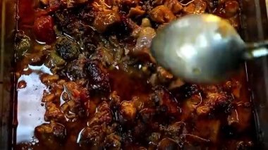 Yemek kırmızı et ve sebze montaj