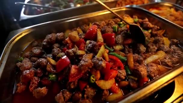 Restaurante Turco comida deliciosa carne — Vídeo de Stock