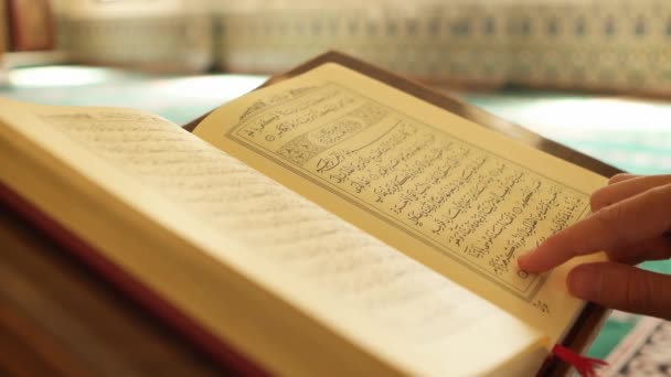 Homem muçulmano lendo Alcorão — Vídeo de Stock
