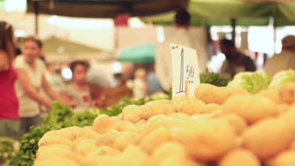 Izmir - juli 2015: größter und besucherstärkster Basar der Stadt mit Kartoffelhintergrund in bostanli, karsiyaka. — Stockvideo