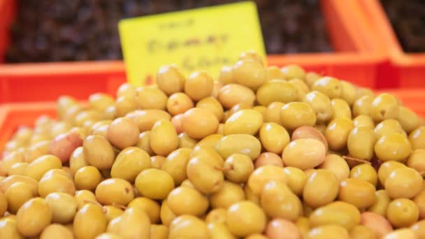 Olive verdi al bazar — Video Stock