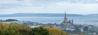 Panoramic view of the Autun city clipart