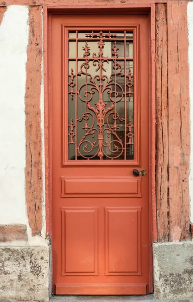 Rode houten deur — Stockfoto