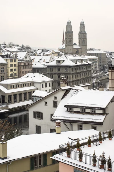 Salju menutupi Zurich — Stok Foto