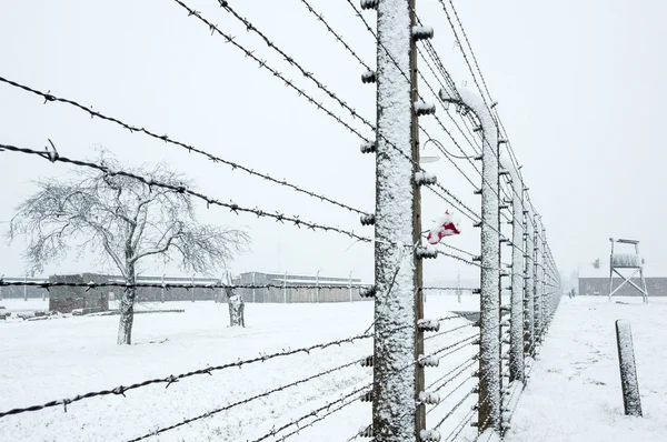 Zasněžené koncentračního tábora — Stock fotografie