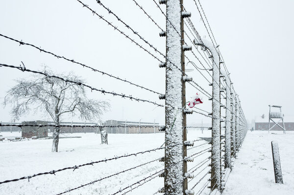 Snow covered concentration camp 