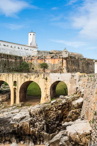 Church over the bridge in Peniche — стоковое фото