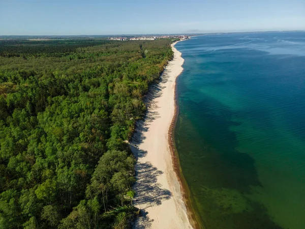 Luftaufnahme Der Kurischen Nehrung Mit Der Stadt Zelenogradsk Sandstrand Meer — Stockfoto