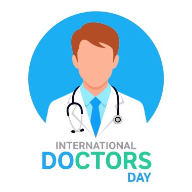 Celebrate International Doctor's Day with this vector illustration of a doctor wearing a stethoscope. Perfect for medical and healthcare related projects.