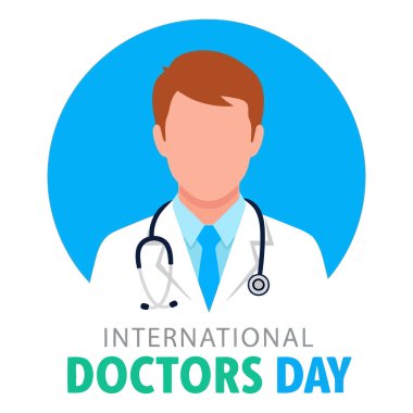 Celebrate International Doctor's Day with this vector illustration of a doctor wearing a stethoscope. Perfect for medical and healthcare related projects.