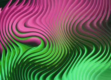 A digitally created abstract background featuring wavy lines in a pink and green color combination. The design is modern, vibrant, and suitable for various creative projects.