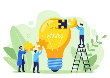 Bir grup insan bulmaca parçalarından oluşan bir ampul yapmak için birlikte çalışıyorlar. İş başarısı için takım çalışmasını, işbirliği yapmayı ve problem çözmeyi sembolize ediyorlar..