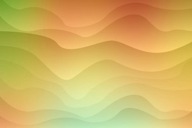 Dalgalı bir deseni olan canlı ve pürüzsüz soyut bir arka plan. Turuncu, sarı ve yeşilin gradyanı çeşitli yaratıcı projeler için dinamik ve modern bir tasarım yaratır..