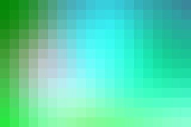 Yeşil ve mavi renklerin karışımından oluşan canlı bir pikselli arka plan pürüzsüz, bulanık bir efektle serin ve modern bir tasarım yaratıyor..