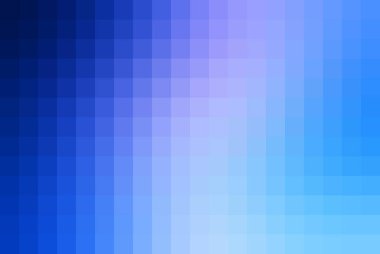 Dijital projeler için ideal, kare mozaik fayanslarla pikselleştirilmiş bir gradyan içinde mavi ve mor renklerin bir karışımını gösteren görsel olarak çarpıcı soyut bir arka plan..