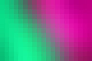 Pikselleştirilmiş soyut bir arkaplan, pürüzsüz bir eğimle yeşilden pembeye. Bu canlı ve modern tasarım herhangi bir projeye renk katmak için mükemmeldir..