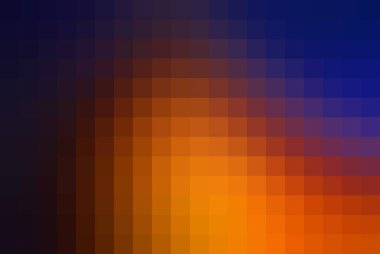 Koyu mavi ve turuncu karışımlı, modern dijital tasarımlar ve yaratıcı sunumlar için mükemmel soyut pikselli bir gradyan..