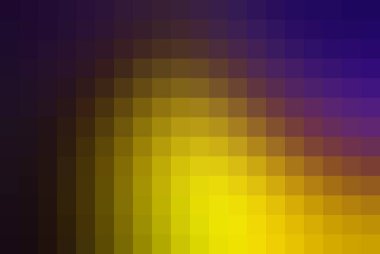 Pikselleşmiş canlı bir arka plan. Pürüzsüz bir gradyanı var. Mor renkten parlak sarıya. Modern tasarımlar, dijital sanat ve yaratıcı projeler için mükemmel..