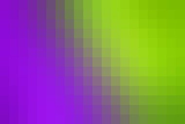 Pikselleştirilmiş arka plan, mordan yeşile pürüzsüz geçiş modern ve canlı bir etki yaratır. Dijital tasarımlar ve yaratıcı projeler için mükemmel.