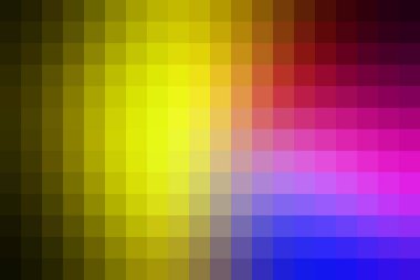 Sarı, kırmızı, mor ve mavi gradyan içeren canlı bir soyut pikselli arka plan. Modern tasarımlar, web siteleri ve cesur dokunuşlar gerektiren grafik projeleri için mükemmel..