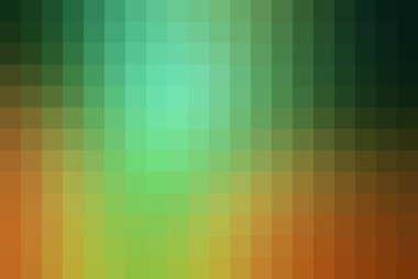 Yeşil ve turuncu renklerin pürüzsüz bir gradyanı olan pikselli bir arka plan, herhangi bir tasarım projesi veya sunumuna modern ve sanatsal bir dokunuş eklemek için mükemmel.