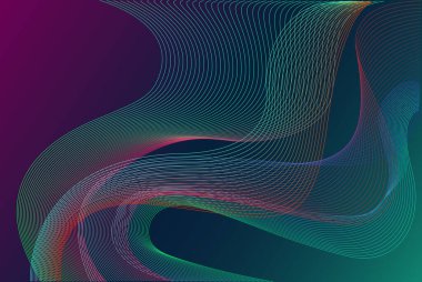 Modern ve çekici sunumlar yaratmak veya tasarımlara dinamik bir dokunuş eklemek için ideal, dalgalı çizgiler ve canlı renklerle görsel olarak çarpıcı soyut bir arkaplan.