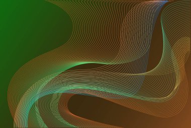Yeşil ve kahverengi gradyan üzerinde dalgalı çizgiler ve noktalar bulunan büyüleyici bir soyut arkaplan. Herhangi bir projeye modern bir dokunuş eklemek için mükemmel. Tam olarak 150 satır..