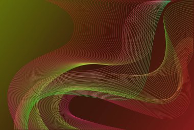 Kırmızı ve yeşil gradyan üzerinde dalgalı çizgiler ve noktalar olan görsel olarak çarpıcı soyut bir arka plan. Her tasarıma çağdaş bir his katmak için ideal. Tam olarak 150 satır..