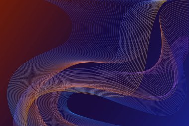 Mavi ve turuncu tonlarda dinamik bir dalga deseni içeren büyüleyici soyut bir arka plan, çeşitli tasarımlar için görsel olarak çarpıcı ve modern bir estetik yaratıyor..