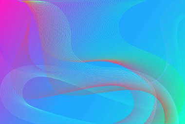 Dinamik dalgalı çizgilerle süslenmiş mavi ve pembe bir gradyanı olan büyüleyici soyut bir arkaplan görsel olarak çarpıcı ve modern bir tasarım yaratıyor..